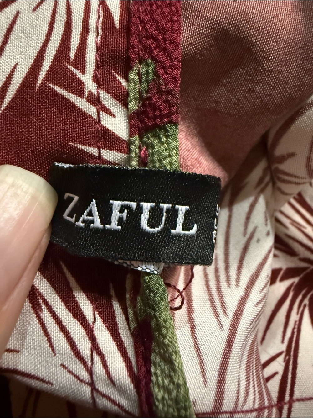 Zaful Women’s Burgundy Tropical Palm Print Wrap Mini Skirt Size Small US 4 - Picture 4 of 8